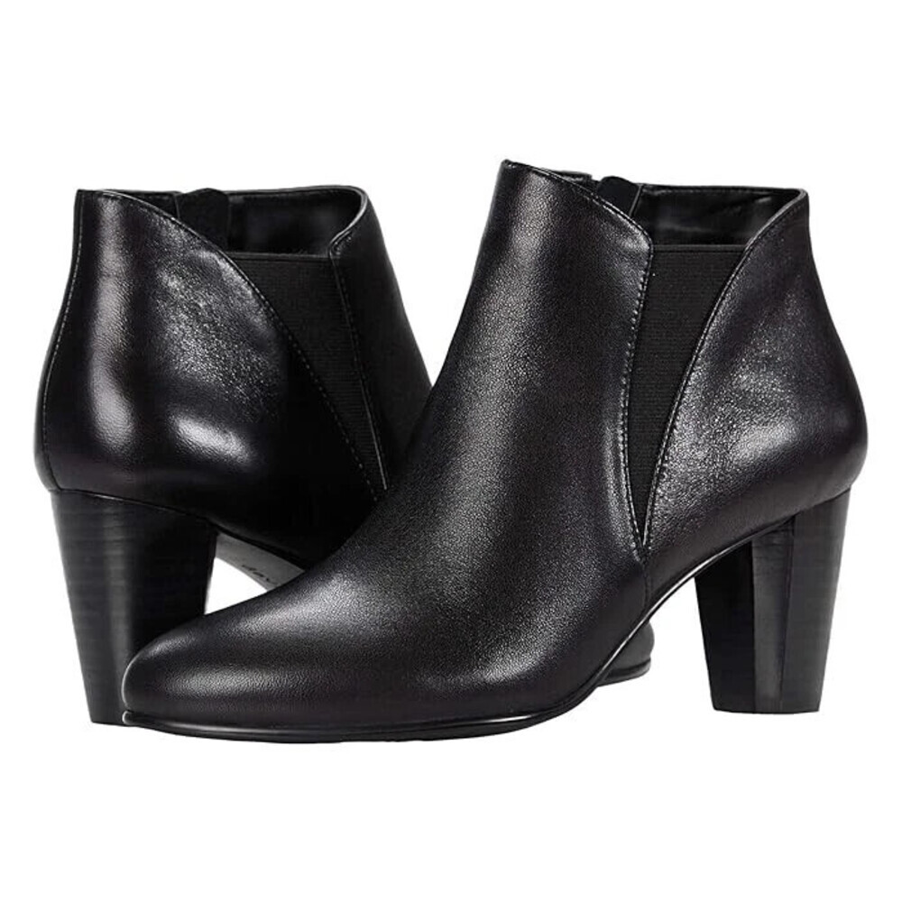 David Tate Pippy Boots Women 10.5 Black Leather Pointed Toe Ankle Bootie JOBB220